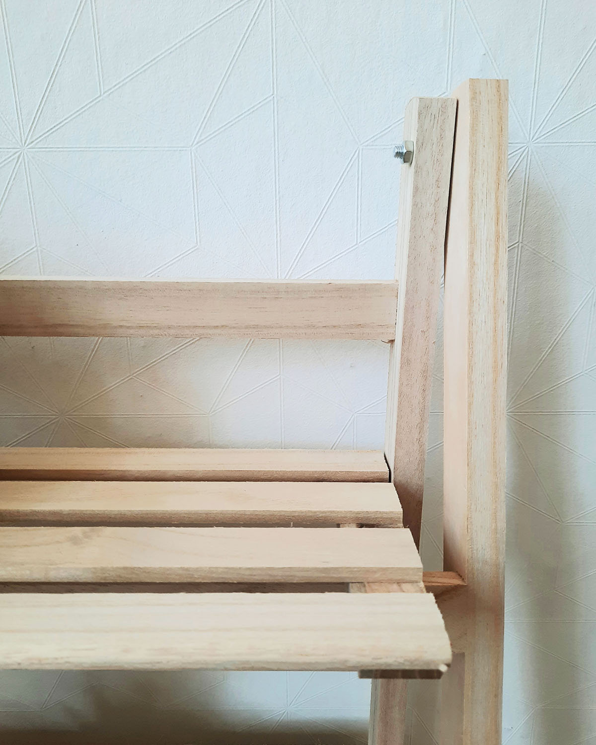 Estantería escalera plegable madera natural y blanca