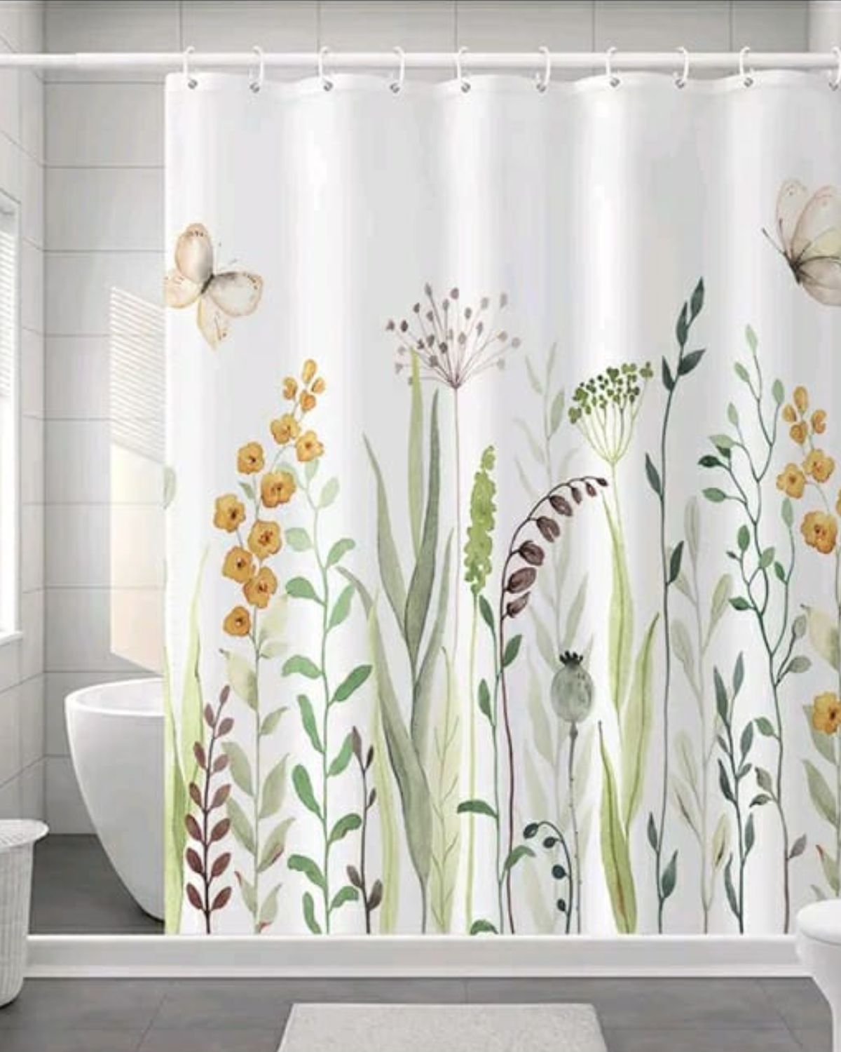 cortina de baño estampada con flores